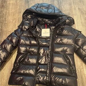 Moncler Kids Shiny Black Puffer Coat, in almost new condition